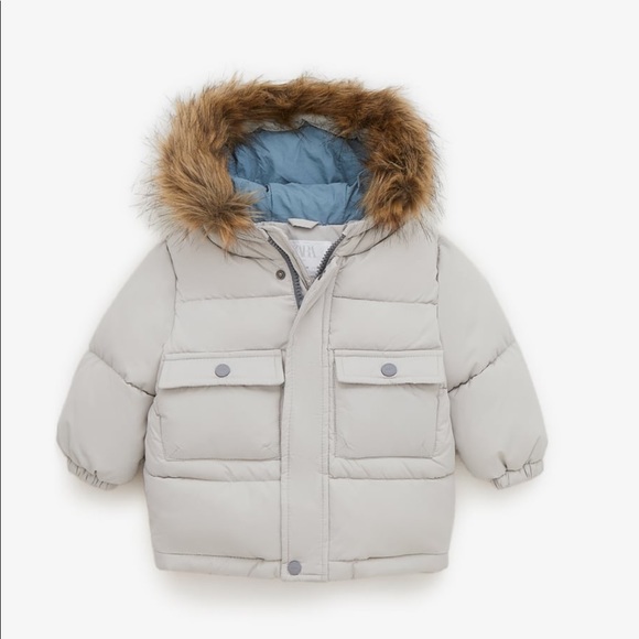 baby boy puffer coat with fur hood